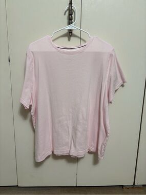 Croft & Barrow Woman’s Light Pink The Casual Tee Short-Sleeve Size Woman Plus 1X